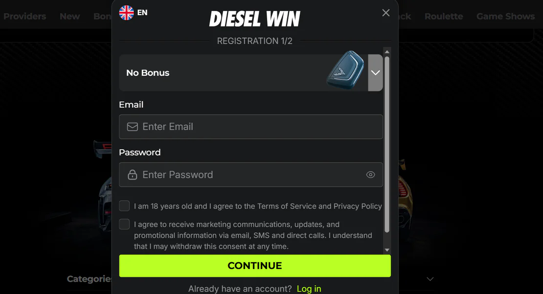 dieselwin casino registration